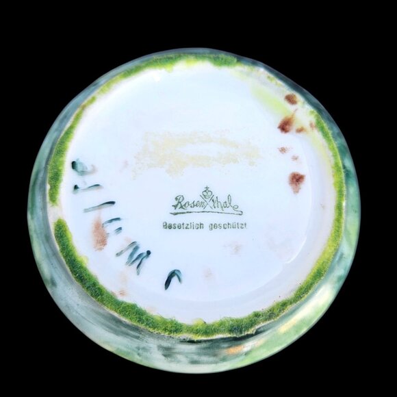 Antique Hand Painted Rosenthal Water Lily Porcelain Creamer Pitcher Art Nouveau - Picture 4 of 10